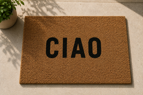 Rankų darbo durų kilimėlis "Ciau"