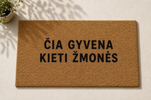 Rankų darbo durų kilimėlis Kieti Žmonės