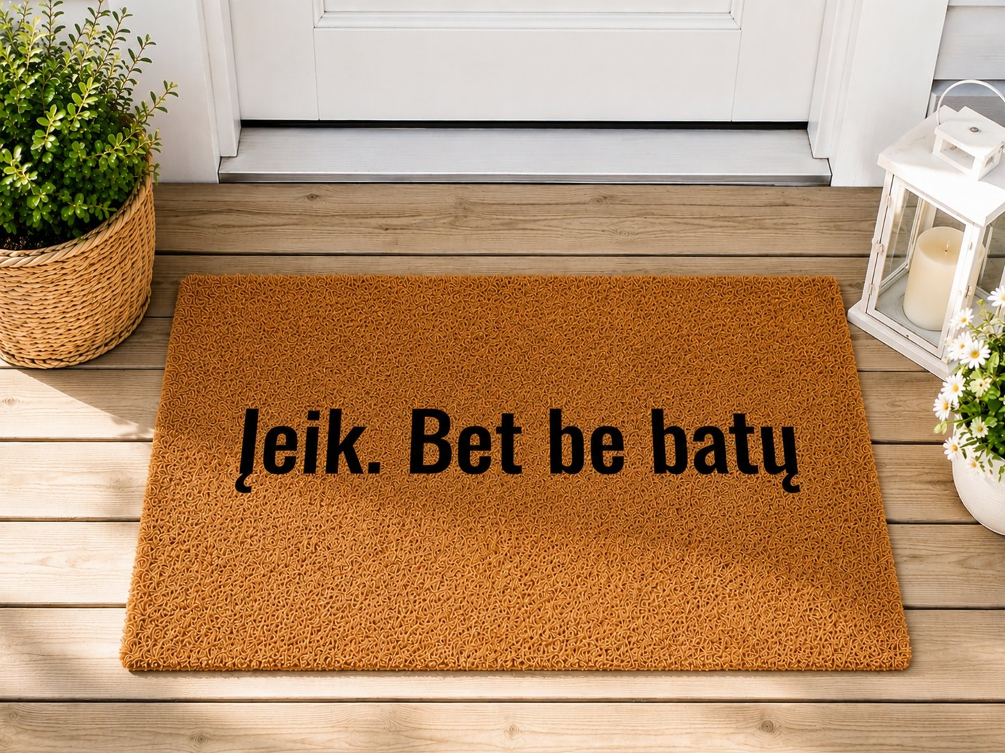 Handmade doormat "Come In. But No Shoes"