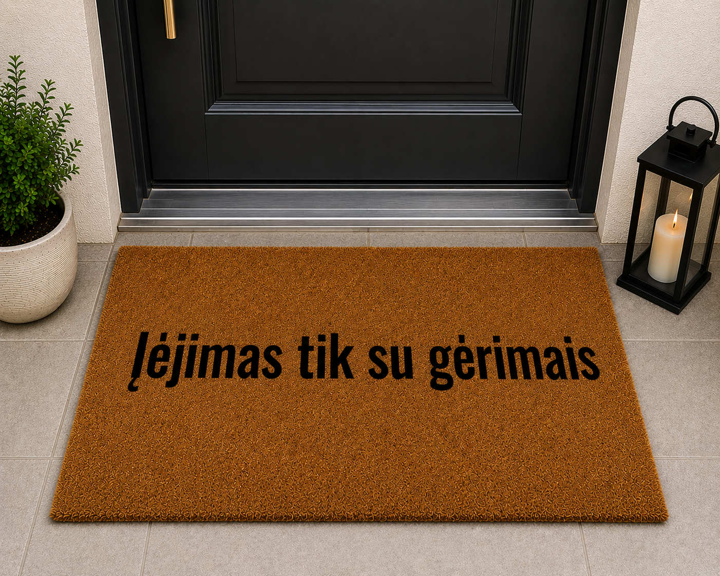 Handmade "Entry with Drinks Only" Door Mat