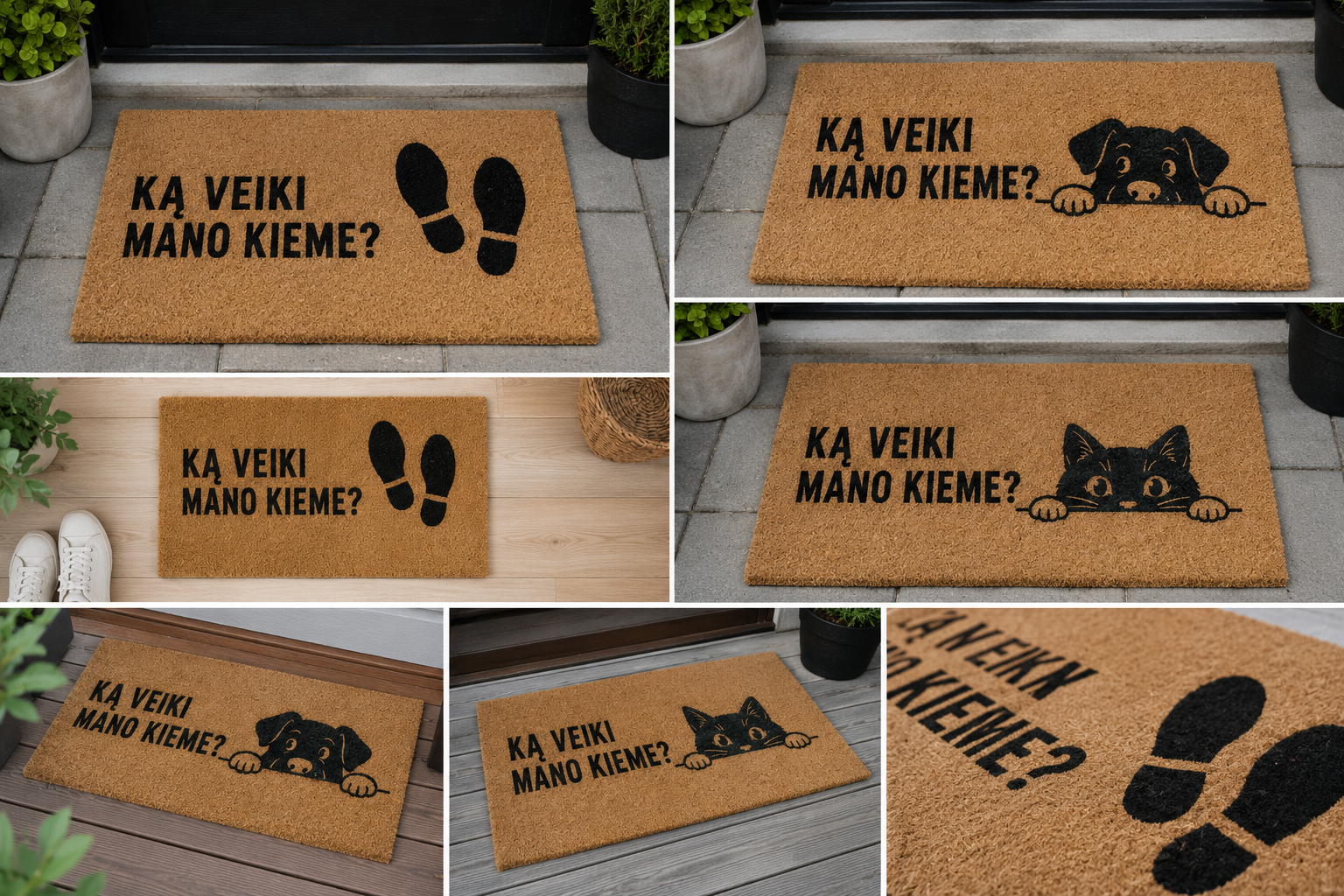 Handmade door mat "Bring presents. Coffee is also fine"