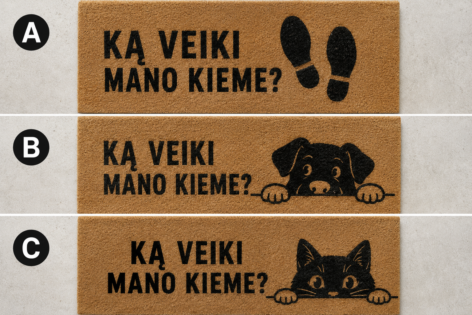 Handmade door mat "Bring presents. Coffee is also fine"