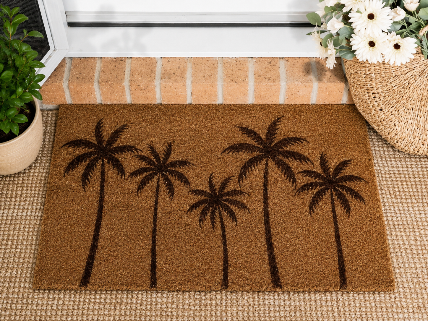 Rankų darbo durų kilimėlis Palm Trees