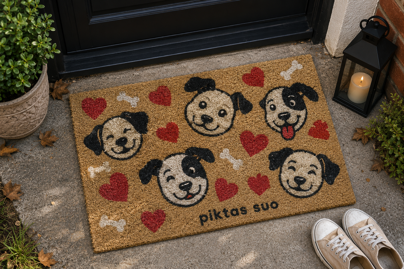 Rankų darbo durų kilimėlis „Piktas šuo“ 🐾