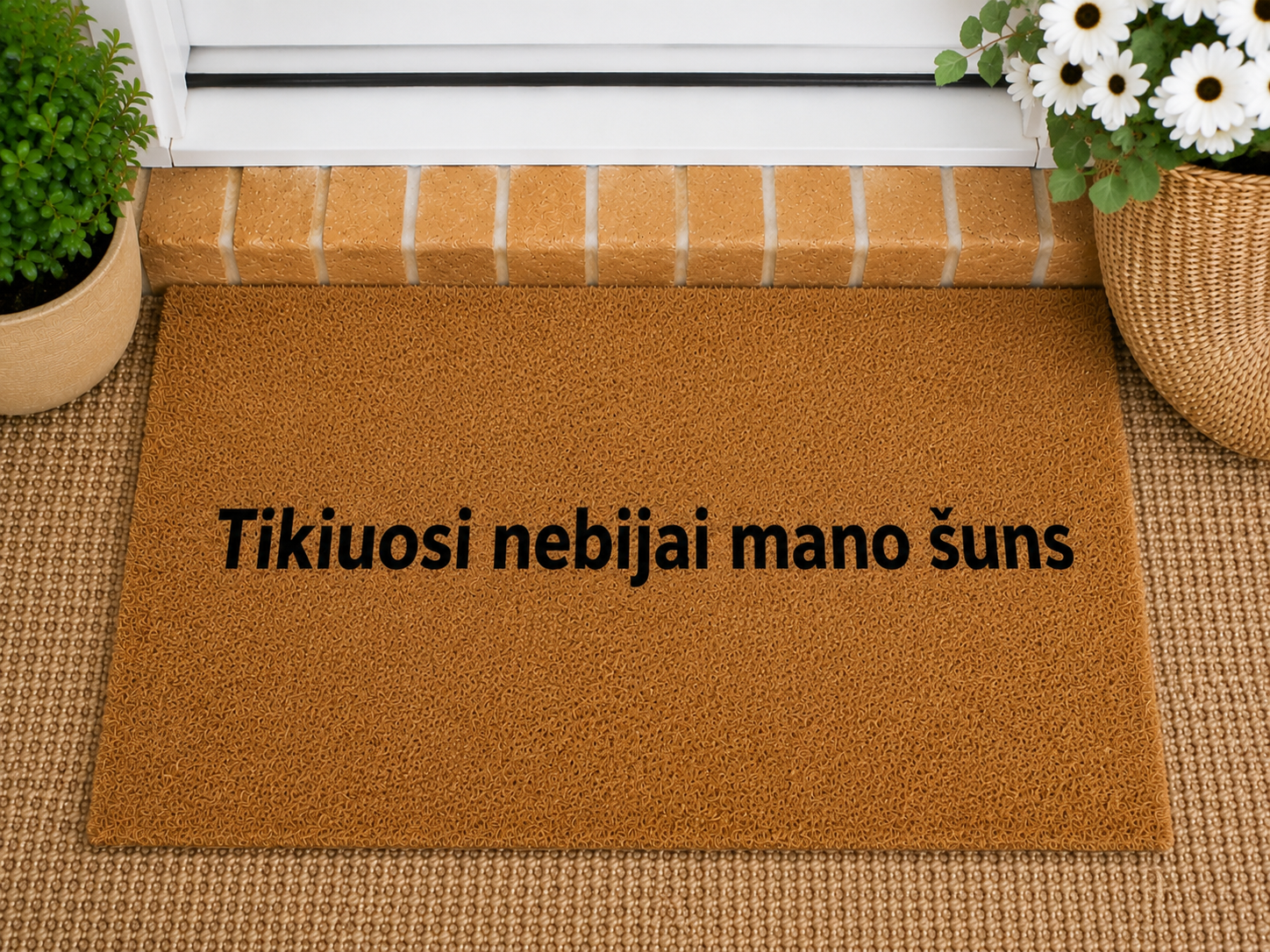 Rankų darbo durų kilimėlis nebijok Šuns