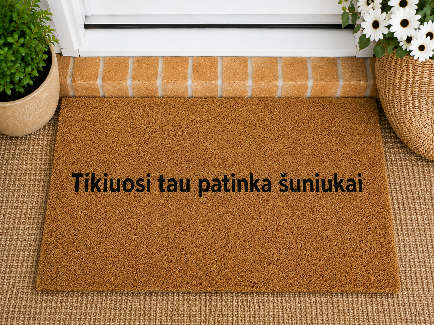 Rankų darbo durų kilimėlis nebijok Šuns